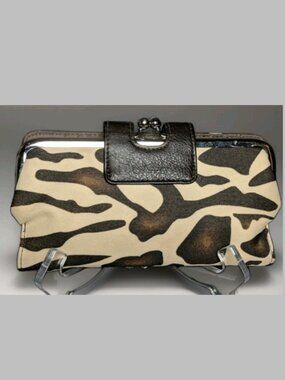 Animal Print Faux Leather Wallet Kiss Lock Coin Purse ID Window Card Organizer